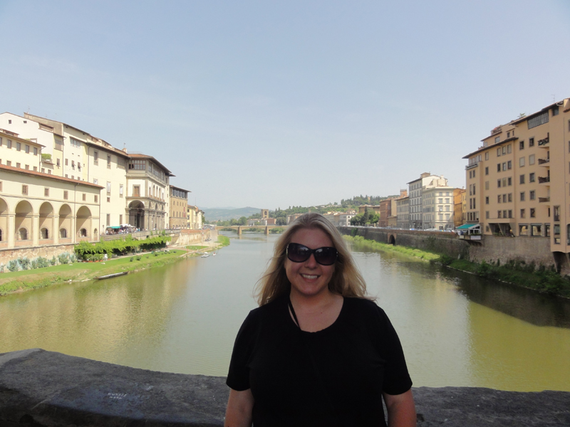 Cristina in front of the River Arno