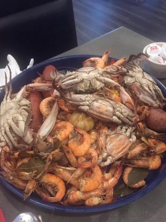 boiled crabs and shrimp