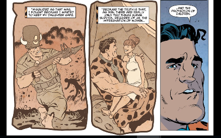 panel sequence from Mark Russell's Flinstones about parenting roles.