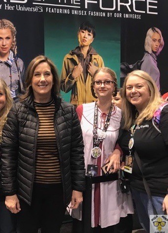 itsgeekella and Mrs Nola Nerd Couple with Kathleen Kennedy