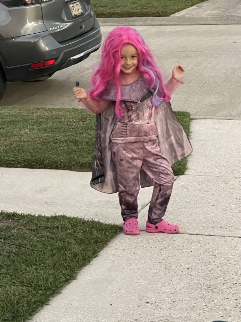 Little girl as The Queen of Mean for Halloween