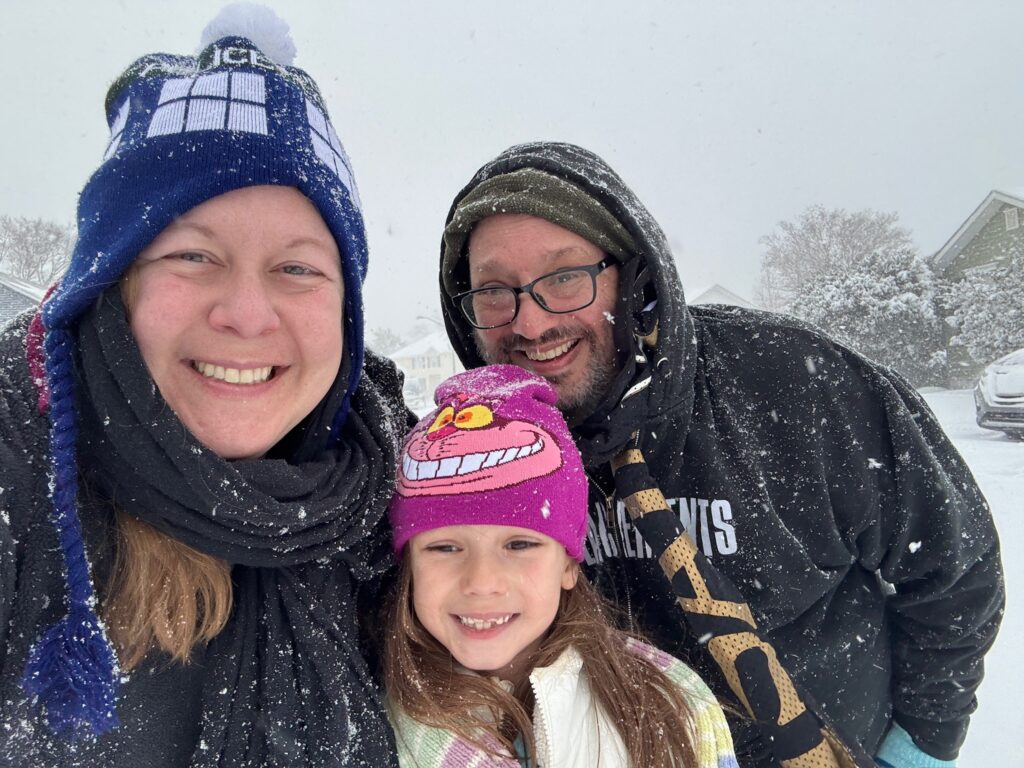 The Nola Nerd Family in the Snow