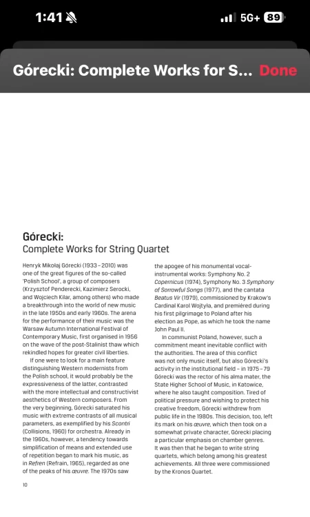 Digital Liner Notes on Apple Classical Music a great Classical Music App for Novices
