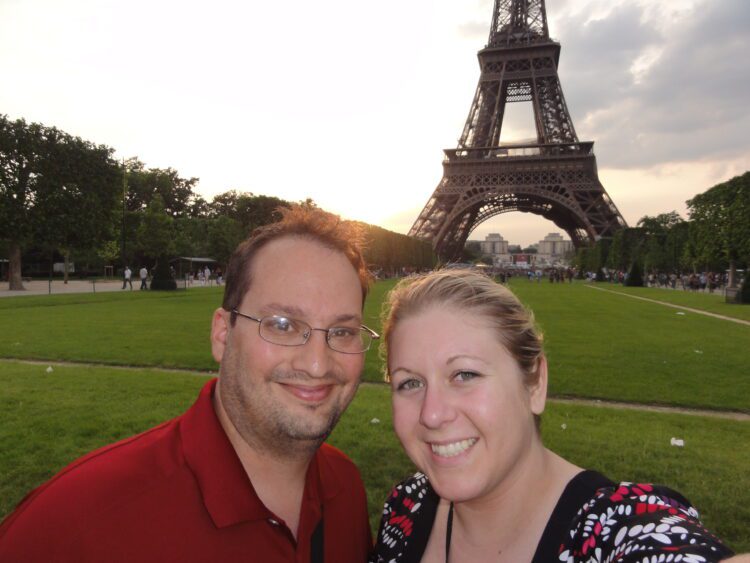 A couple in front of the Eifel Tower in 2010