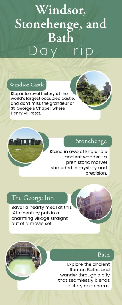 Windsor Stonehenge and Bath Day Trip Infographic