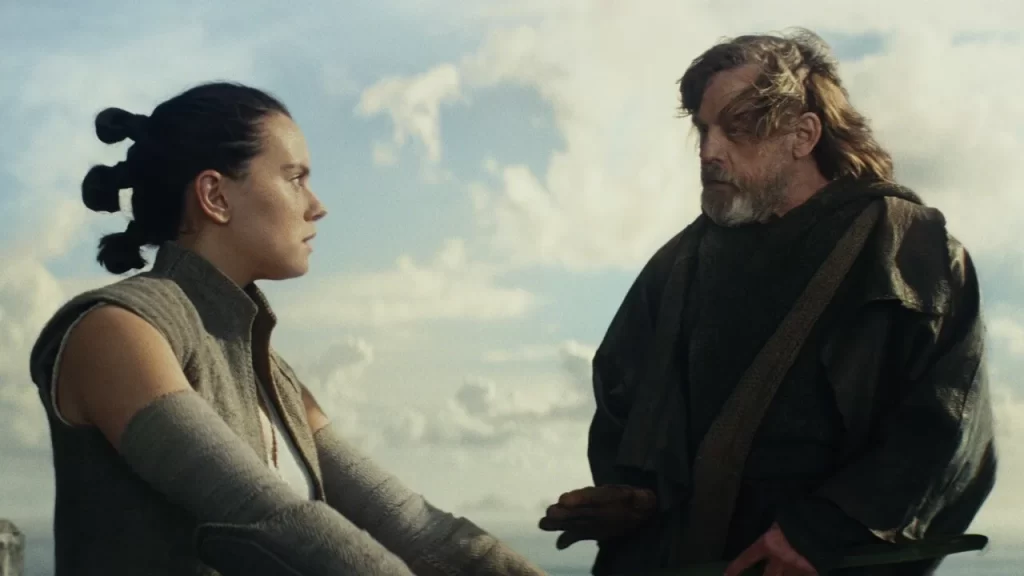 Luke Skywalker in The Last Jedi with Rey